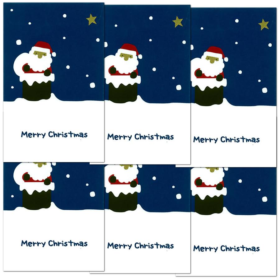 クリスマスポチ袋 小 新品本物 同柄6枚 3枚×2パック セット サンタ夜空 3つ折りのお札が入るサイズ TP01 543-2 金封 シルク印刷 メーカー公式ショップ 2パック