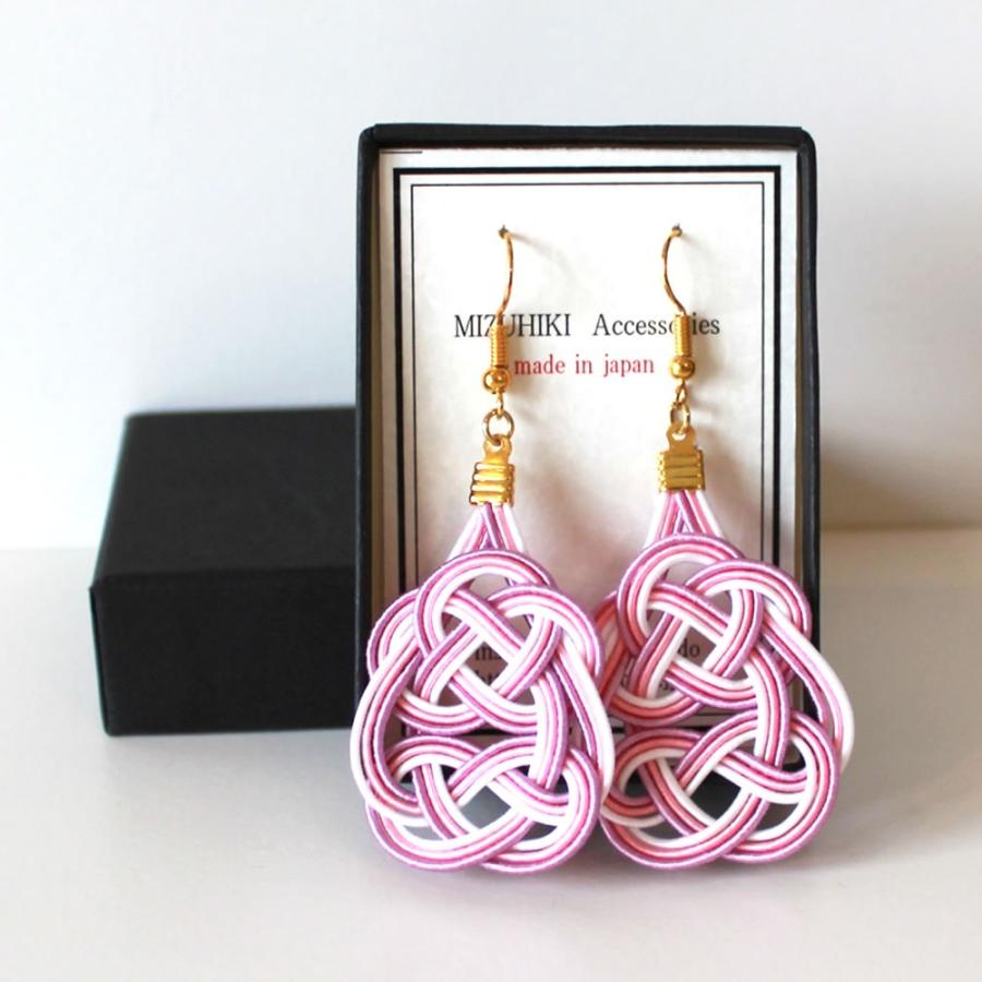 水引 結ピアス フックタイプ 桃 5860 3 あわじ結び 化粧箱入り 水引アクセサリー みずひき ギフト プレゼント 装飾品 天一堂 Tid5860 3 堀萬昭堂 ヤフー店 通販 Yahoo ショッピング