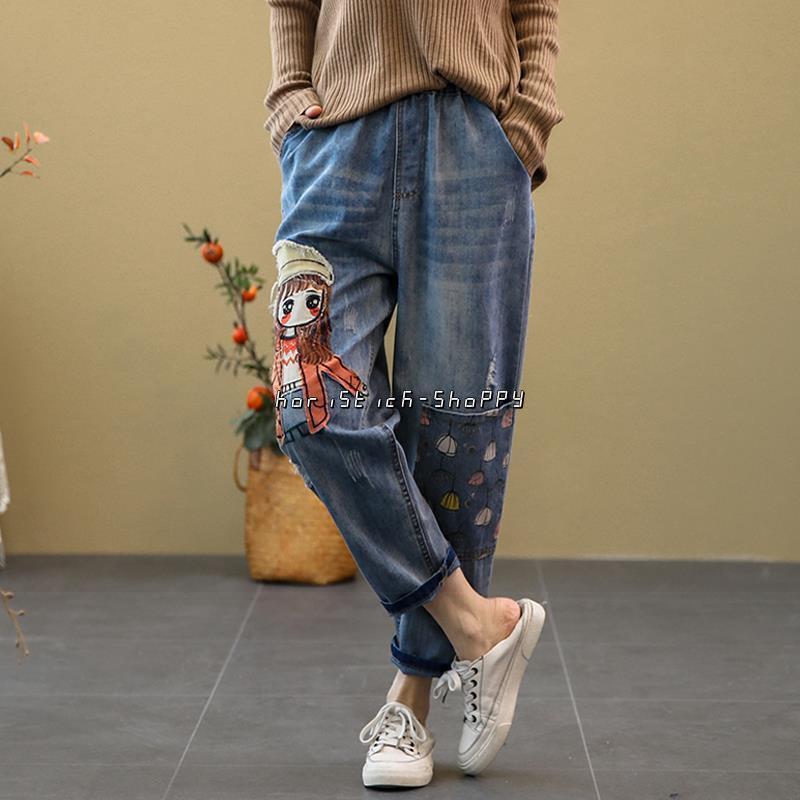 デニムパンツ レディース ワイドパンツ 森ガール風 ウエストゴム デニムパンツ レディース ワイドパンツ 森ガール風 ウエストゴム