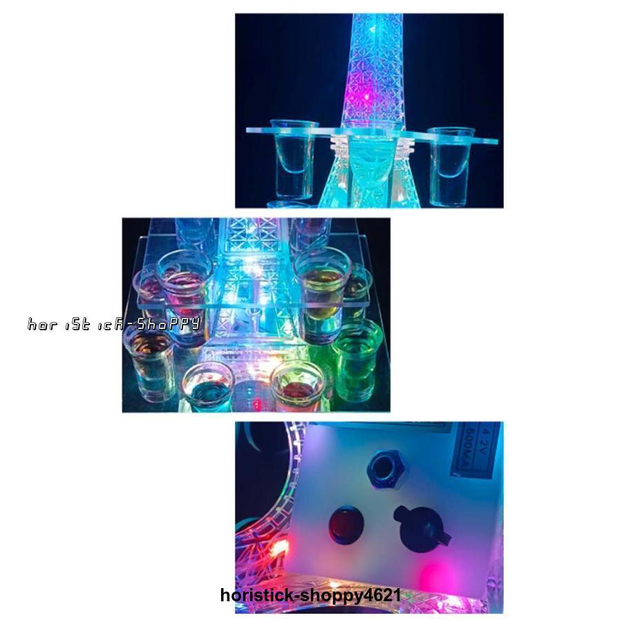 グラス12個付】LED酒グラス棚 テキーラ観覧車 タワー型 USB充電 グラス12個付】LED酒グラス棚 テキーラ観覧車 タワー型 USB充電