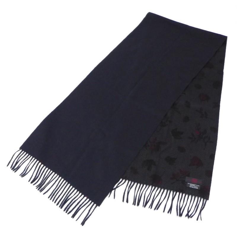 銀座 TAYA マフラー チャコールグレー×黒 カシミヤ フィッシュ