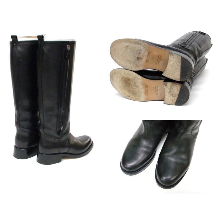 HERMES（エルメス） 靴 ジョッキーブーツ 黒 革 【送料無料】【中古