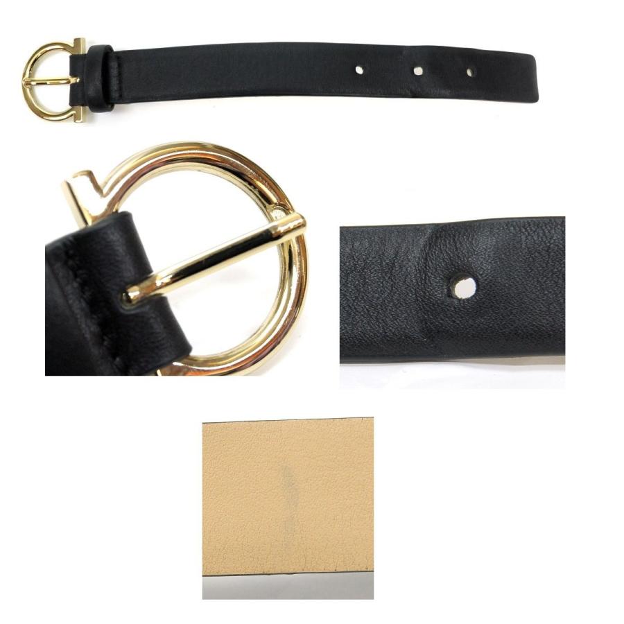 FERRAGAMO（フェラガモ） ベルト 黒革 ガンティーニ金具 ゴールド