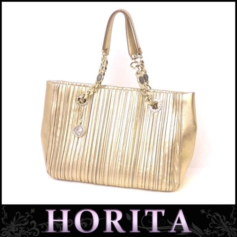 ブルガリ BVLGARI トートバッグ モテーネ ピンクゴールド　メタリックレザー　シャーリング  レディース 【中古】(38732) BVLGARI（ブルガリ） トートバッグ モテーネ ピンクゴールド