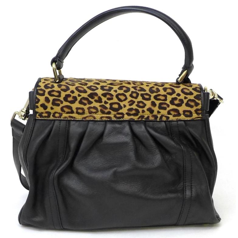 ESCADA（エスカーダ） ハンドバッグ 2WAY ストラップ付 黒 革×ハラコ