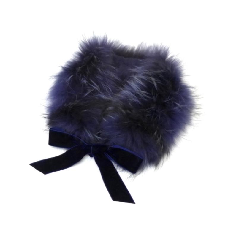 ﾌﾞﾙｰｶﾞｰﾙ blugirl ﾃｨﾍﾟｯﾄ 襟巻き ﾘﾎﾞﾝ ﾌｫｯｸｽﾌｧｰ ﾈｲﾋﾞｰ 【中古】(41634) blugirl（ブルーガール） ティペット 襟巻き リボン フォックスファー