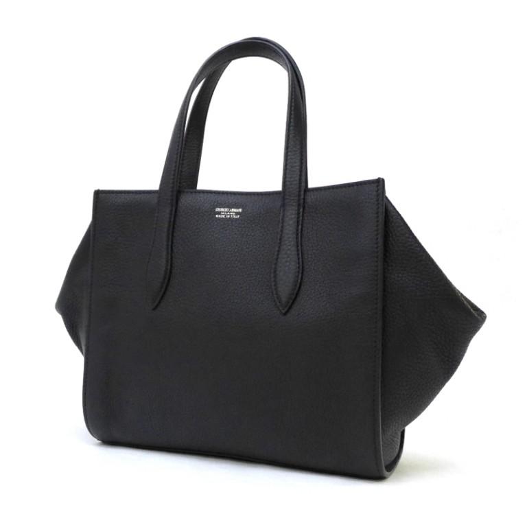 GIORGIO ARMANI ジョルジオ アルマーニ ハンドバッグ 黒 レザー 【中古