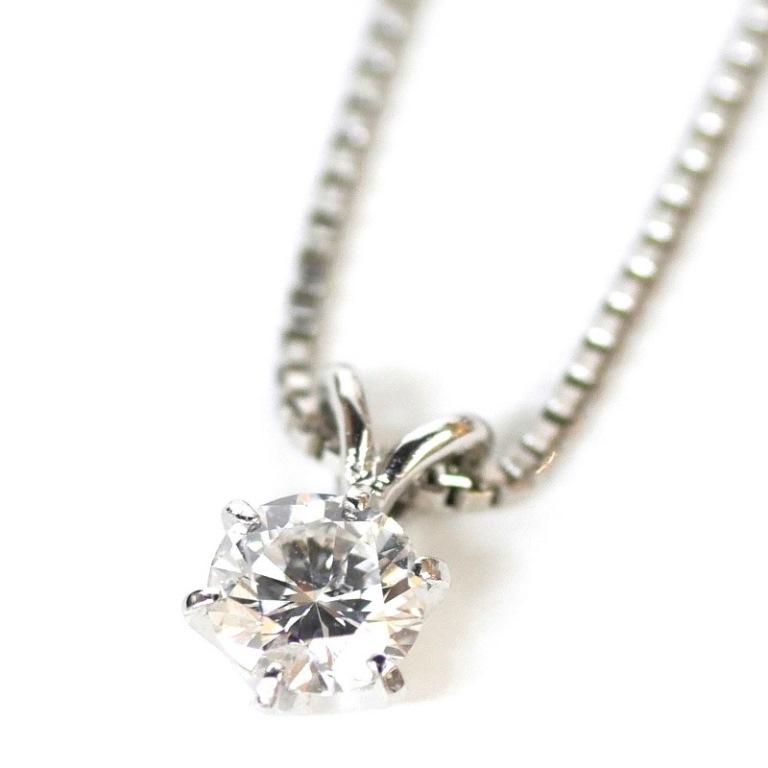 ペンダントネックレス ダイヤモンド 0.304ct D-SI2-G Pt850【中古  