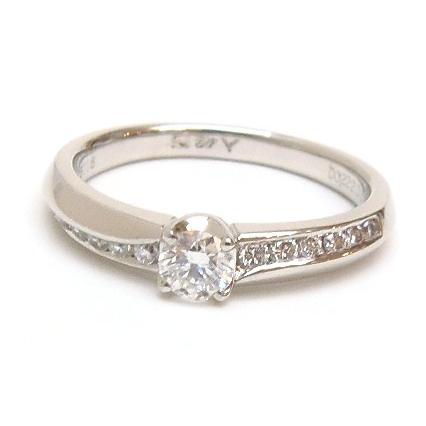 指輪 ダイヤモンドリング 0.222ct、G、VS2、EX 脇0.16ct /プラチナ 