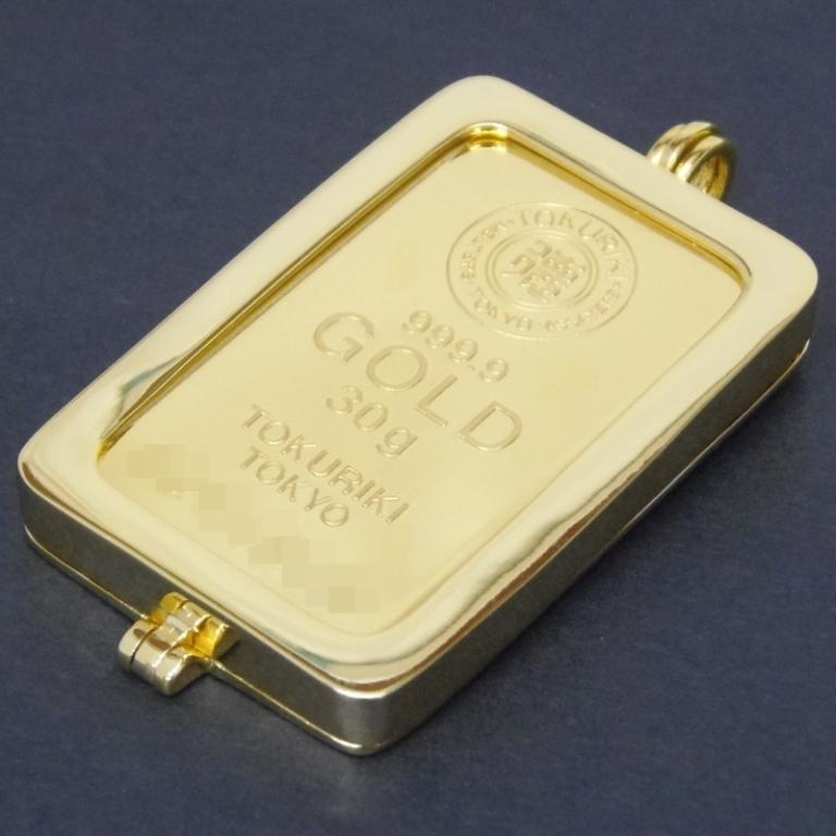 【新品】徳力本店 24金 純金 インゴット ペンダントトップ 30g 枠脱着可能 ゴールドバー K24 ingot(50458)｜horita78