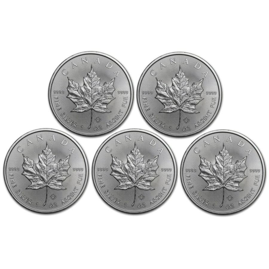カナダ 銀貨 5枚セット メープルリーフ 【公式通販】