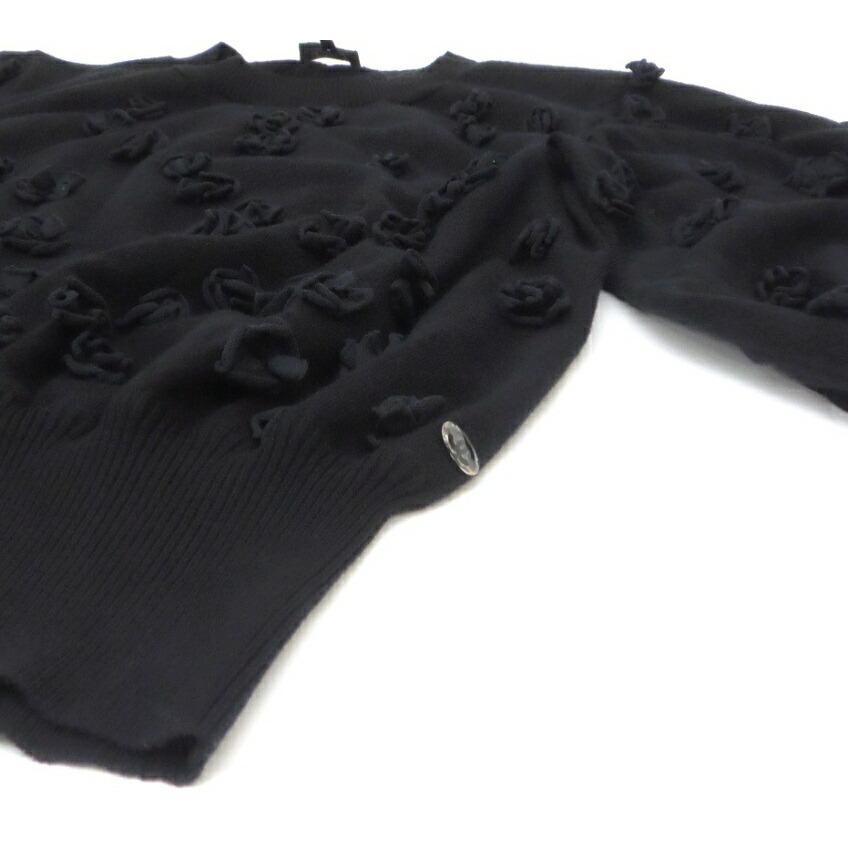 CHANEL シャネル カメリア ニット セーター 42 黒 CHANEL（シャネル） カメリアモチーフニットセーター 黒 【中古