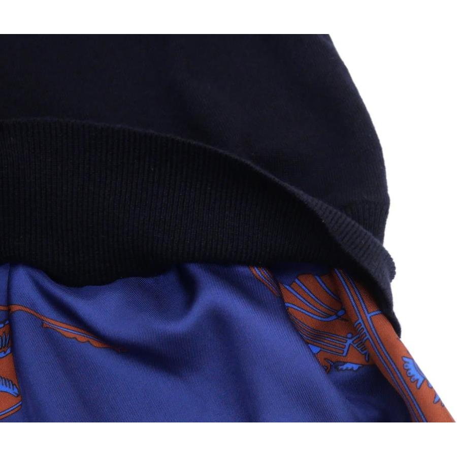 エルメス HERMES 切替ノースリーブニットワンピース 黒×ブルー カシミヤ・コットン×シルク(57161)の画像