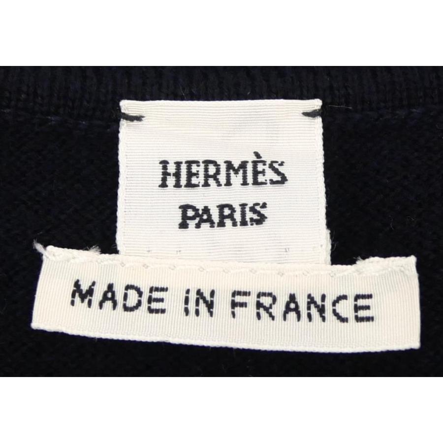 HERMES（エルメス） 切替ノースリーブニットワンピース 黒×ブルー