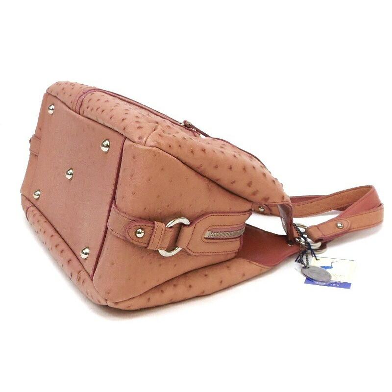 ｻﾝﾎﾟｰ SANPO ｼｮﾙﾀﾞｰﾊﾞｯｸﾞ ｵｰｽﾄﾘｯﾁ ﾋﾟﾝｸ系 【中古】(57444) サンポー SANPO ショルダーバッグ オーストリッチ ピンク系 【中古