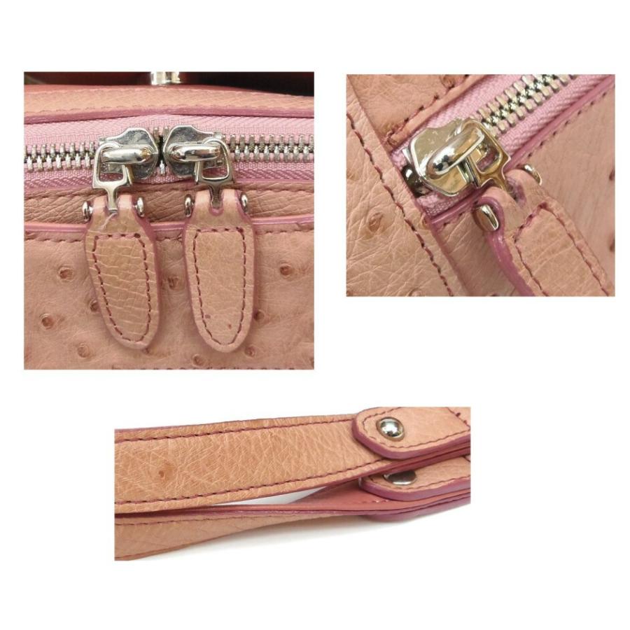 サンポー SANPO ショルダーバッグ オーストリッチ ピンク系 【中古