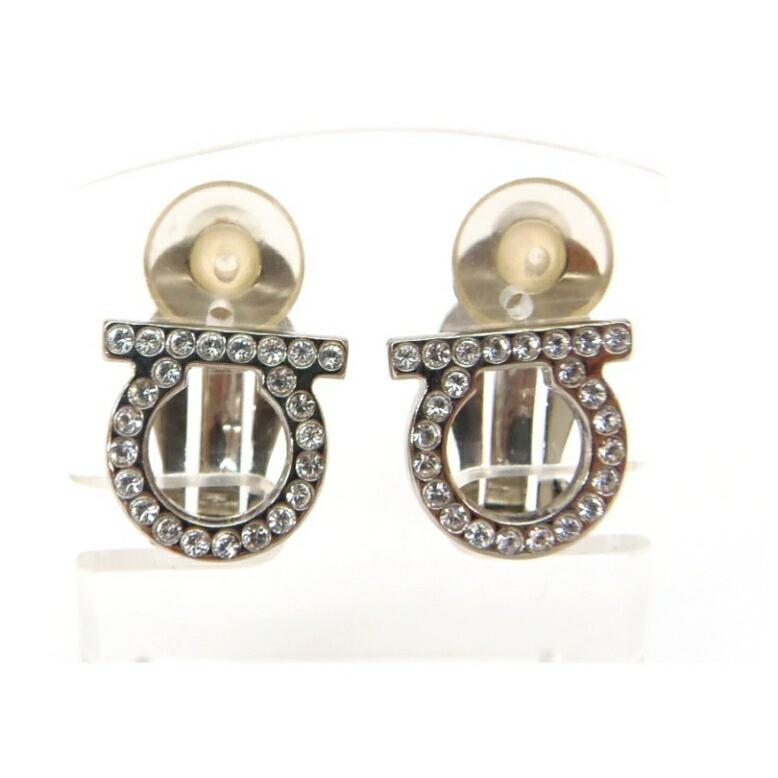 フェラガモ Ferragamo イヤリング ガンチーニ ラインストーン 【中古  