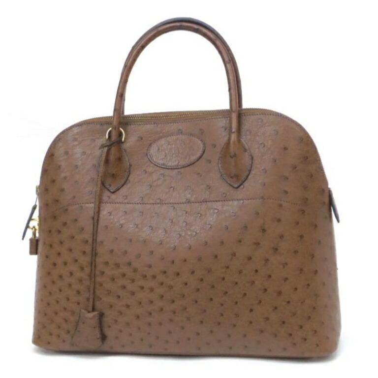 エルメス HERMES ハンドバッグ ボリード35 □C刻印 茶 オーストリッチ 【中古】(57917) HERMES（エルメス） ハンドバッグ ボリード35 □C刻印 茶