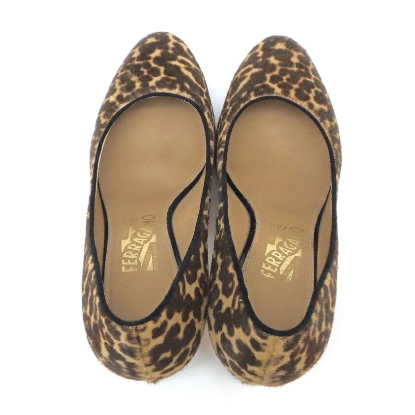 フェラガモ Ferragamo アニマル柄パンプス レオパード ハラコ 8・1/2 【中古】(58222) FERRAGAMO（フェラガモ） アニマル柄パンプス レオパード ハラコ 8・1