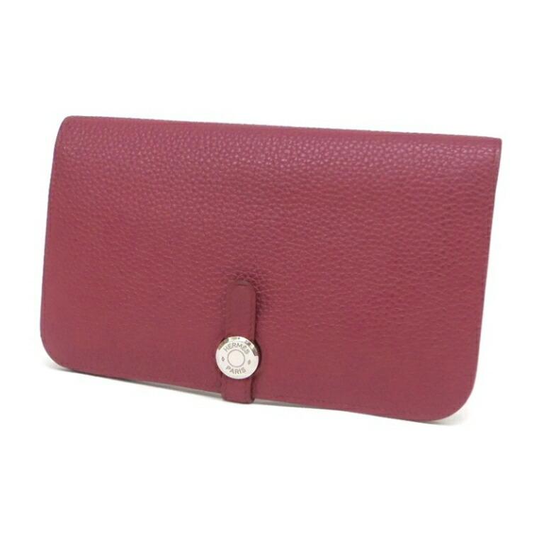 HERMES エルメス 長財布 ドゴンGM SV金具 □R刻印 ルージュグレナ  