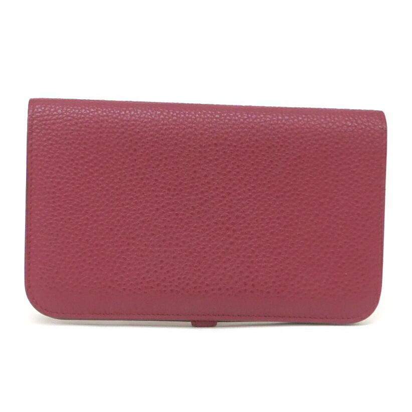 HERMES エルメス 長財布 ドゴンGM SV金具 □R刻印 ルージュグレナ 