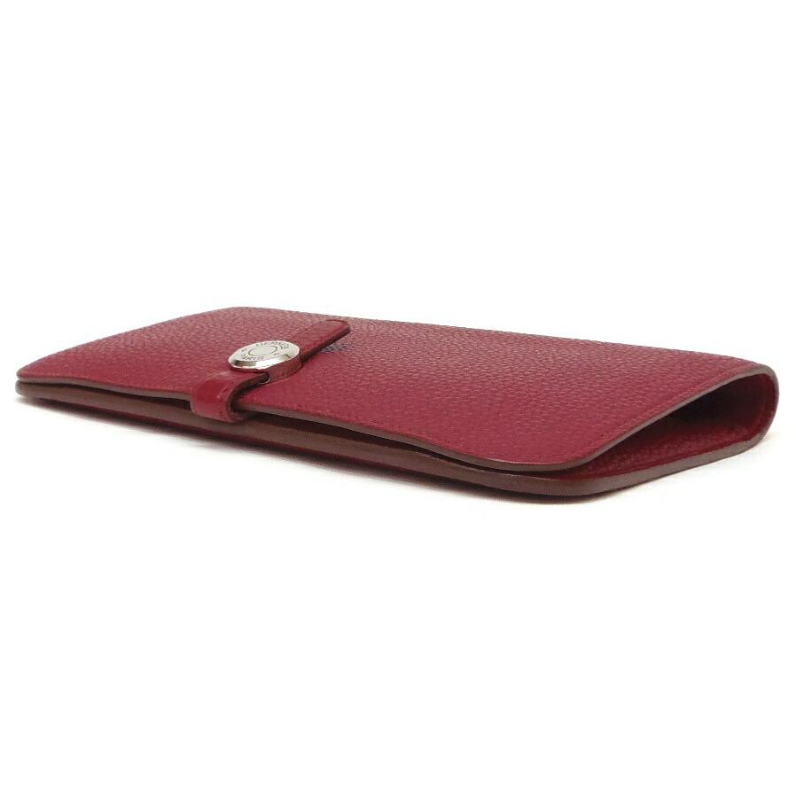 HERMES エルメス 長財布 ドゴンGM SV金具 □R刻印 ルージュグレナ 