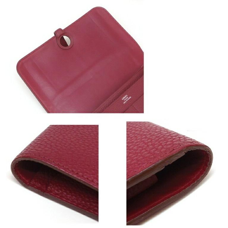 HERMES エルメス 長財布 ドゴンGM SV金具 □R刻印 ルージュグレナ 