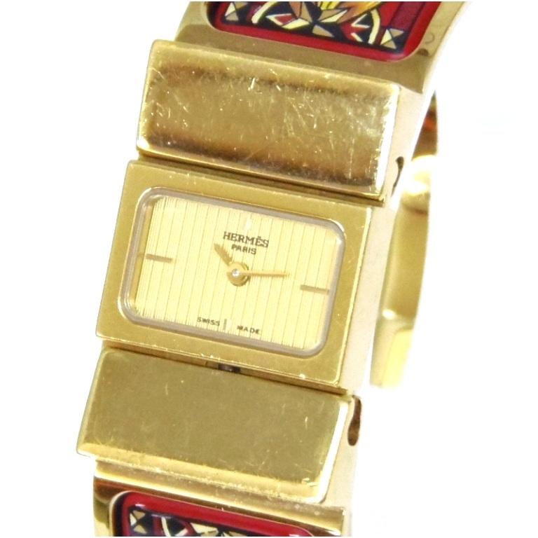 エルメス HERMES レディースウォッチ 腕時計 ロケ クオーツ L01.201 赤 (58989)