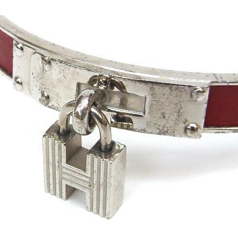 HERMES ブレスレット ケリーバングル 赤×シルバー【中古】(59117