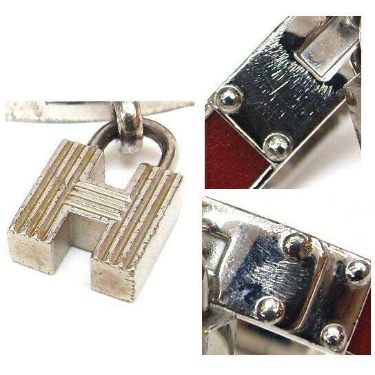 HERMES ブレスレット ケリーバングル 赤×シルバー【中古】(59117