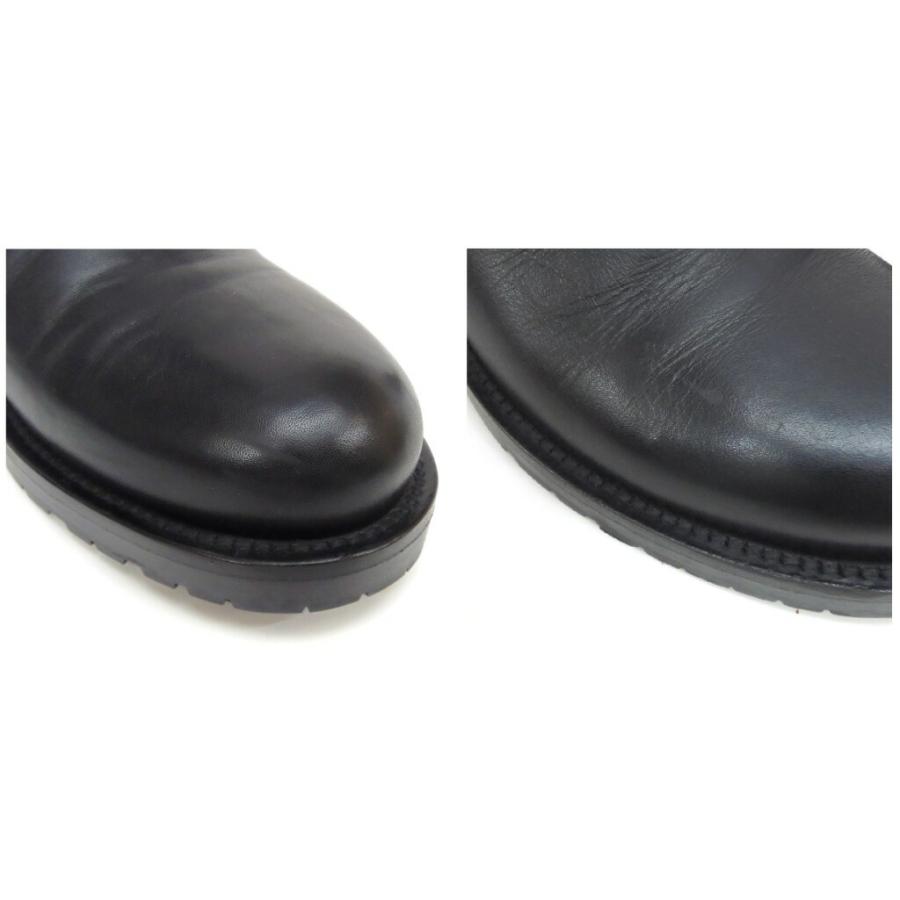VALENTINO ロックスタッズキルティングレザーブーツ 黒 カーフ 37 