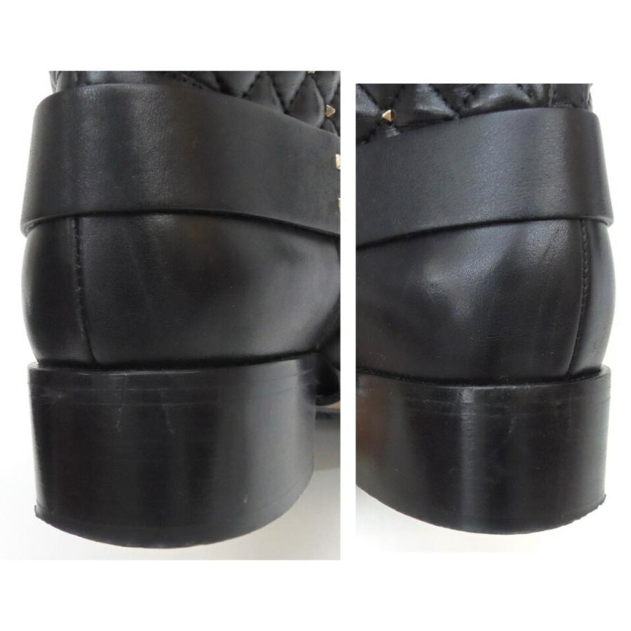 SALE レッドヴァレンチノスタッズ付き黒レザーブーツ