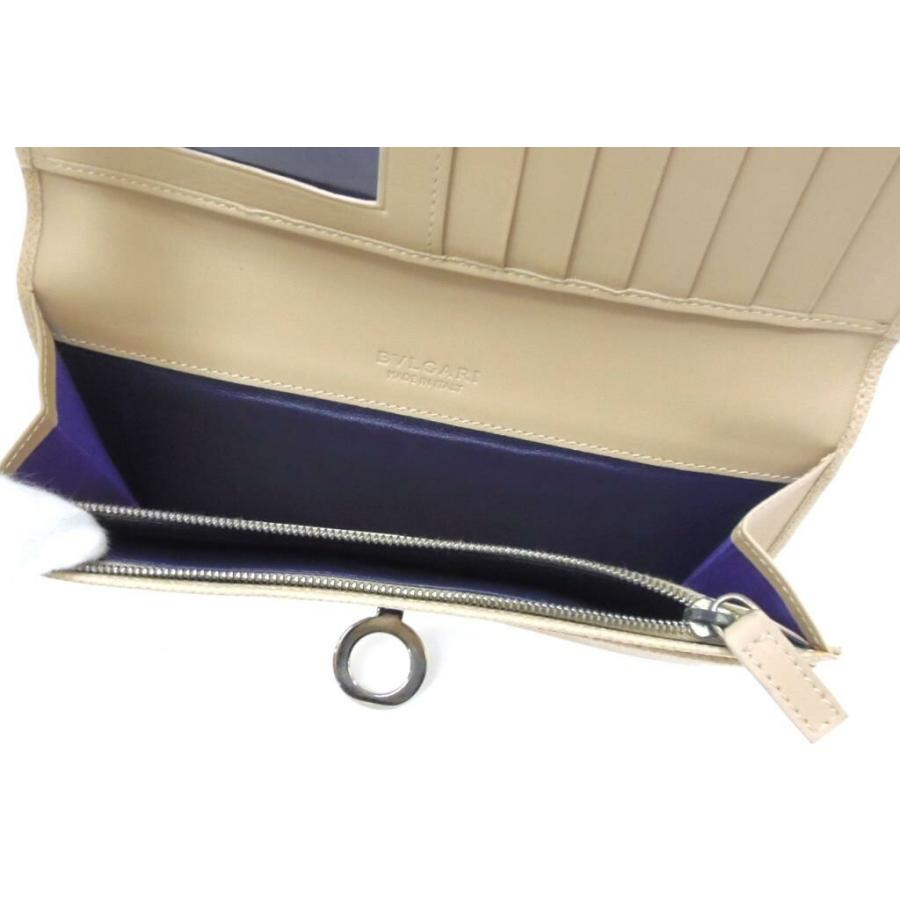BVLGARI ブルガリ 長財布 ロゴクリップ ベージュ レザー 【中古 BVLGARI ブルガリ 長財布 ロゴクリップ ベージュ レザー 【中古