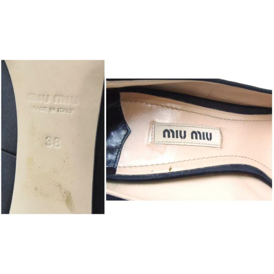miu miu（ミュウミュウ） ビジュー付きオープントゥパンプス 黒 38