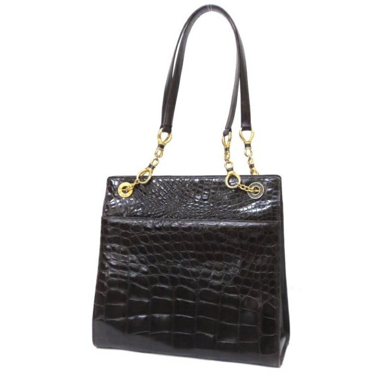 ｺﾝﾃｽ COMTESSE ﾄｰﾄﾊﾞｯｸﾞ ｸﾛｺﾀﾞｲﾙ ﾌﾞﾗｳﾝ 【中古】(61680) COMTESSE（コンテス） トートバッグ クロコダイル ブラウン 【中古