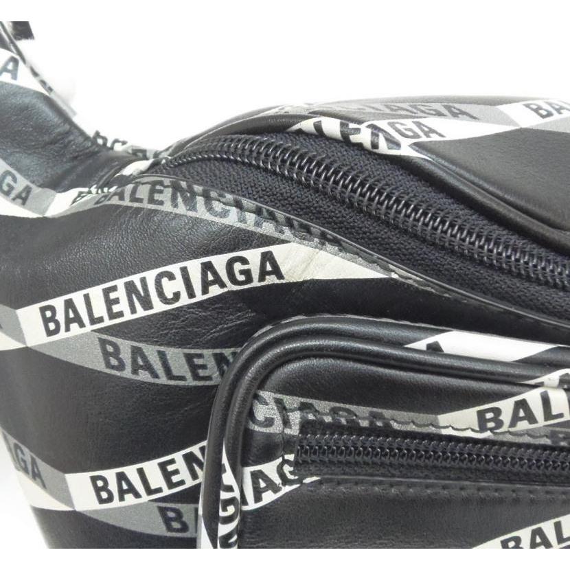 BALENCIAGA ボディバッグ ウエストポーチ ロゴプリント アウトレット 黒 【中古】(61754)｜horita78｜08