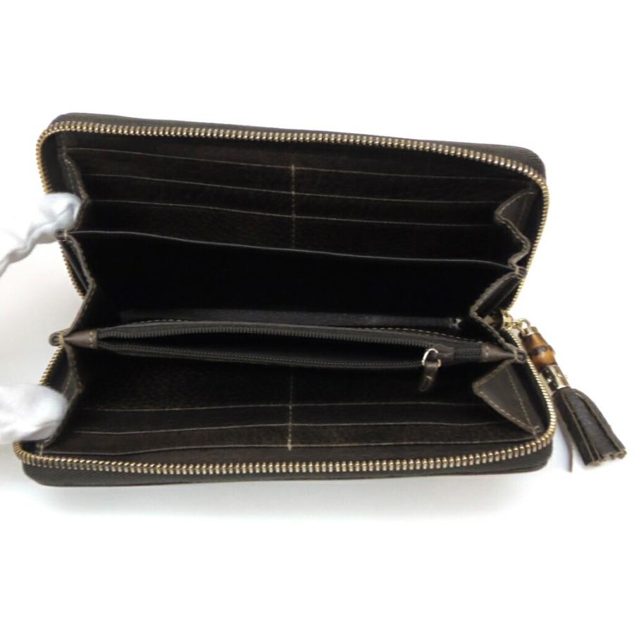 【美品】グッチ　長財布　シェリーライン　バンブー　ラウンドファスナー　レザー GUCCI（グッチ） シェリーライン グッチシマ ラウンドファスナー長財布