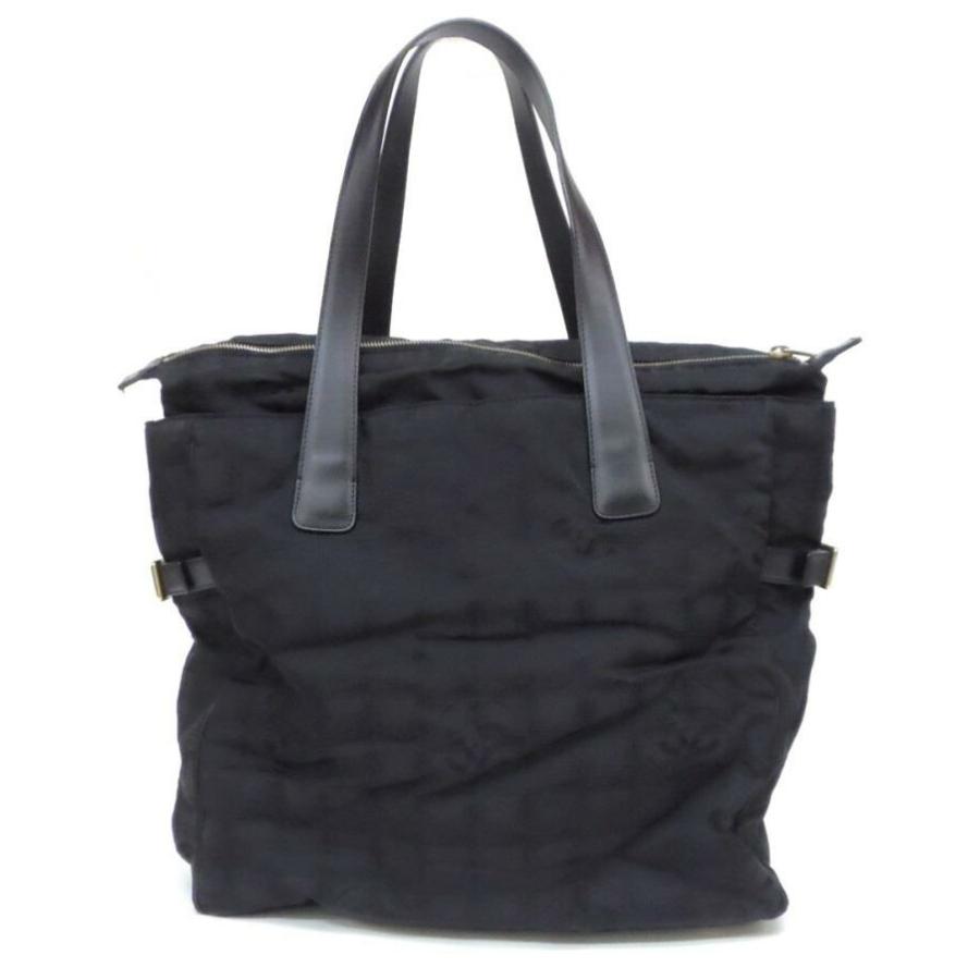 CHANEL ﾄｰﾄﾊﾞｯｸﾞ ﾆｭｰﾄﾗﾍﾞﾙﾗｲﾝ A15825 黒 ﾅｲﾛﾝ×ﾚｻﾞｰ 【中古】(62069) CHANEL（シャネル） トートバッグ ニュートラベルライン A15825 黒