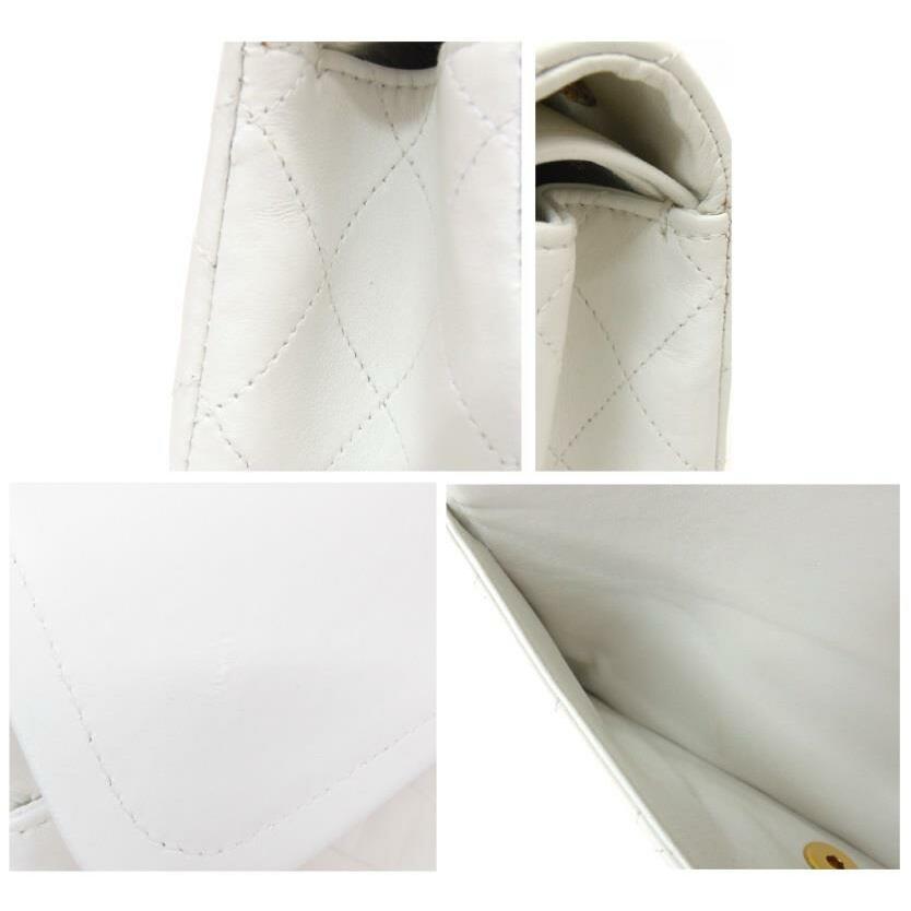 CHANEL チェーンショルダーバッグ マトラッセWフラップ G金具 白 CHANEL チェーンショルダーバッグ マトラッセWフラップ G金具 白