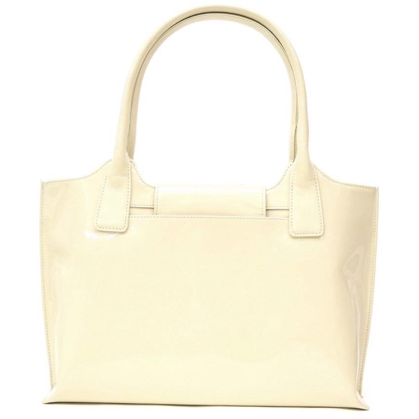濱野皮革工藝 HAMANO エナメルトートバッグ アイボリー 【中古】(62645
