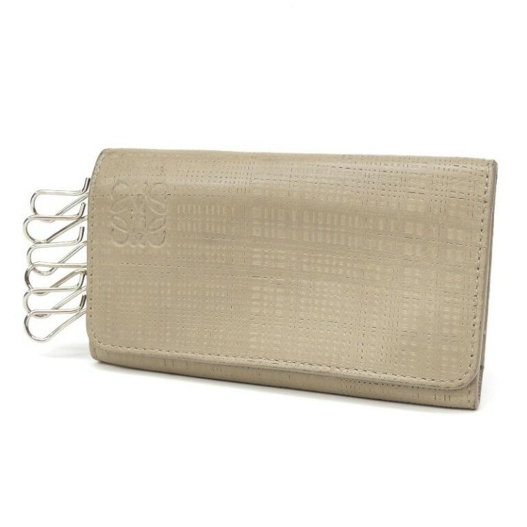 LOEWE（ロエベ） LOEWE 6連キーケース ベージュ系 レザー 【中古