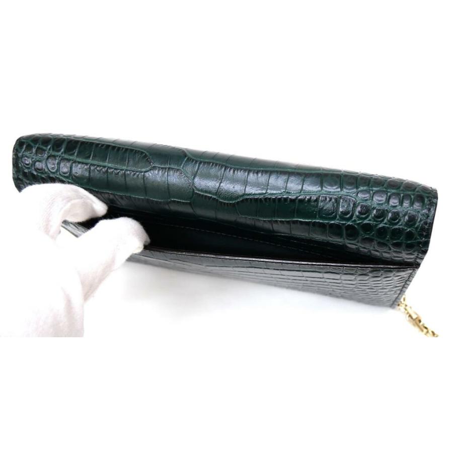 Jimmy Choo ｸﾛｺ調ﾁｪｰﾝｼｮﾙﾀﾞｰﾊﾞｯｸﾞ 2WAY ｸﾞﾘｰﾝ 【中古】(63268) JIMMY CHOO（ジミーチュウ） クロコ調チェーンショルダーバッグ 2WAY