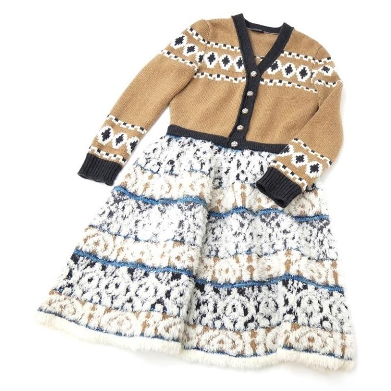 CHANEL カーディガンドッキングワンピース P62541K48057 ブラウン 