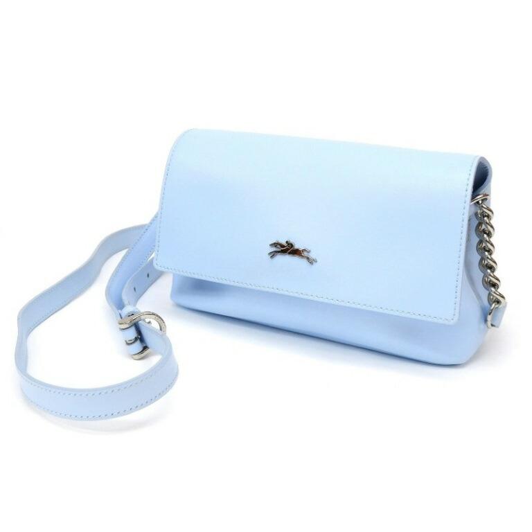 LONGCHAMP チエーンショルダーバッグ クロスボディバッグ ライトブルー レザー 【中古】(63565) LONGCHAMP（ロンシャン） チャーンショルダーバッグ クロスボディ