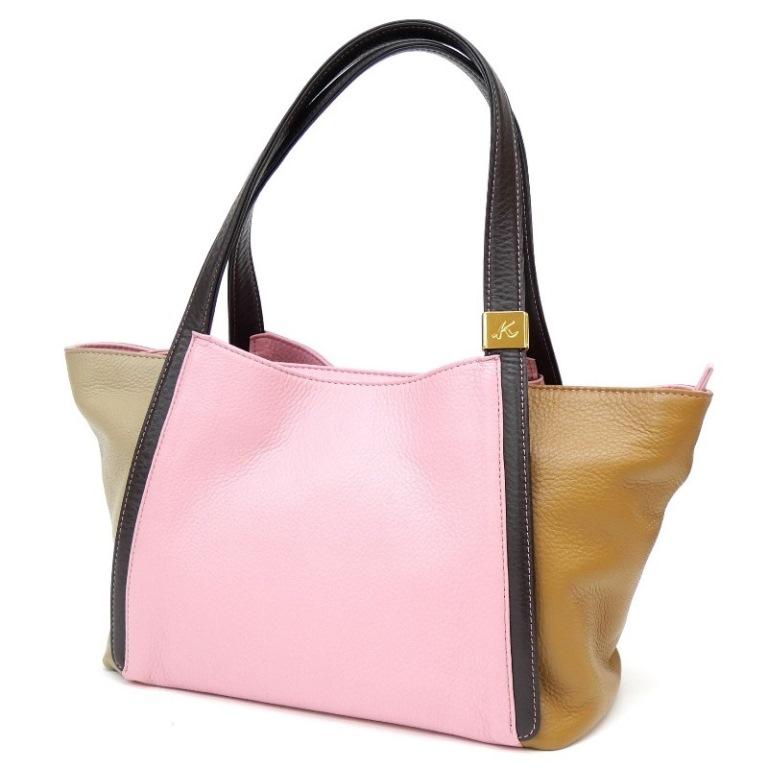 Kitamura ファスナートートバッグ ハンドバッグ ピンク レザー 【中古】(63786) Kitamura（キタムラ） ファスナートートバッグ ハンドバッグ ピンク