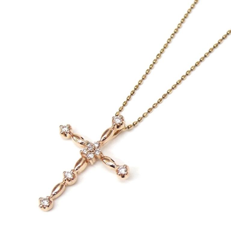ダイヤモンドクロスモチーフネックレス 0.12ct /ピンクゴールド/K10PG