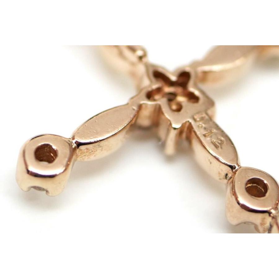 【美品】クロスモチーフ ピンクゴールド ダイヤネックレス ダイヤモンドクロスモチーフネックレス 0.12ct /ピンクゴールド/K10PG