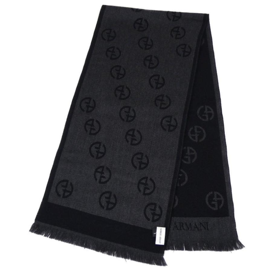 GIORGIO ARMANI ロゴ マフラー 黒×グレー 【中古】(64224) : 堀田商事