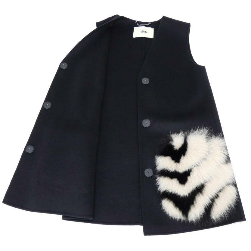 FENDI フェンディ ファーポケット ジレ ベスト ノースリーブ FENDI フェンディ ファーポケット ジレ ベスト ノースリーブ