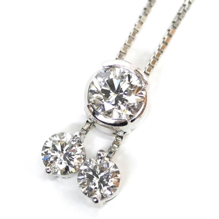 鑑定書付き　TRILOGY  pt850  3連ダイヤモンド　ネックレス 鑑定書付きTRILOGY pt850 3連ダイヤモンドネックレス
